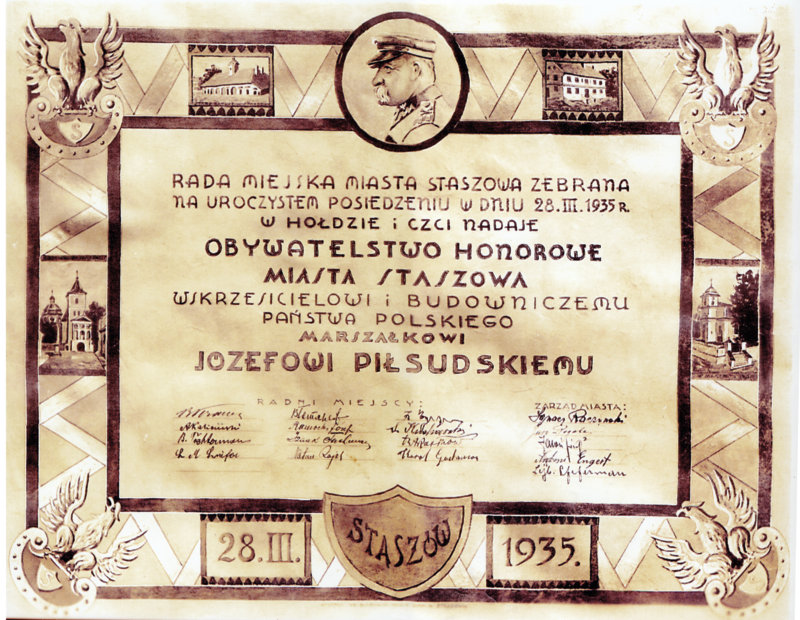 Pilsudski 1935 - akt nadania honorowego obywatelstwa