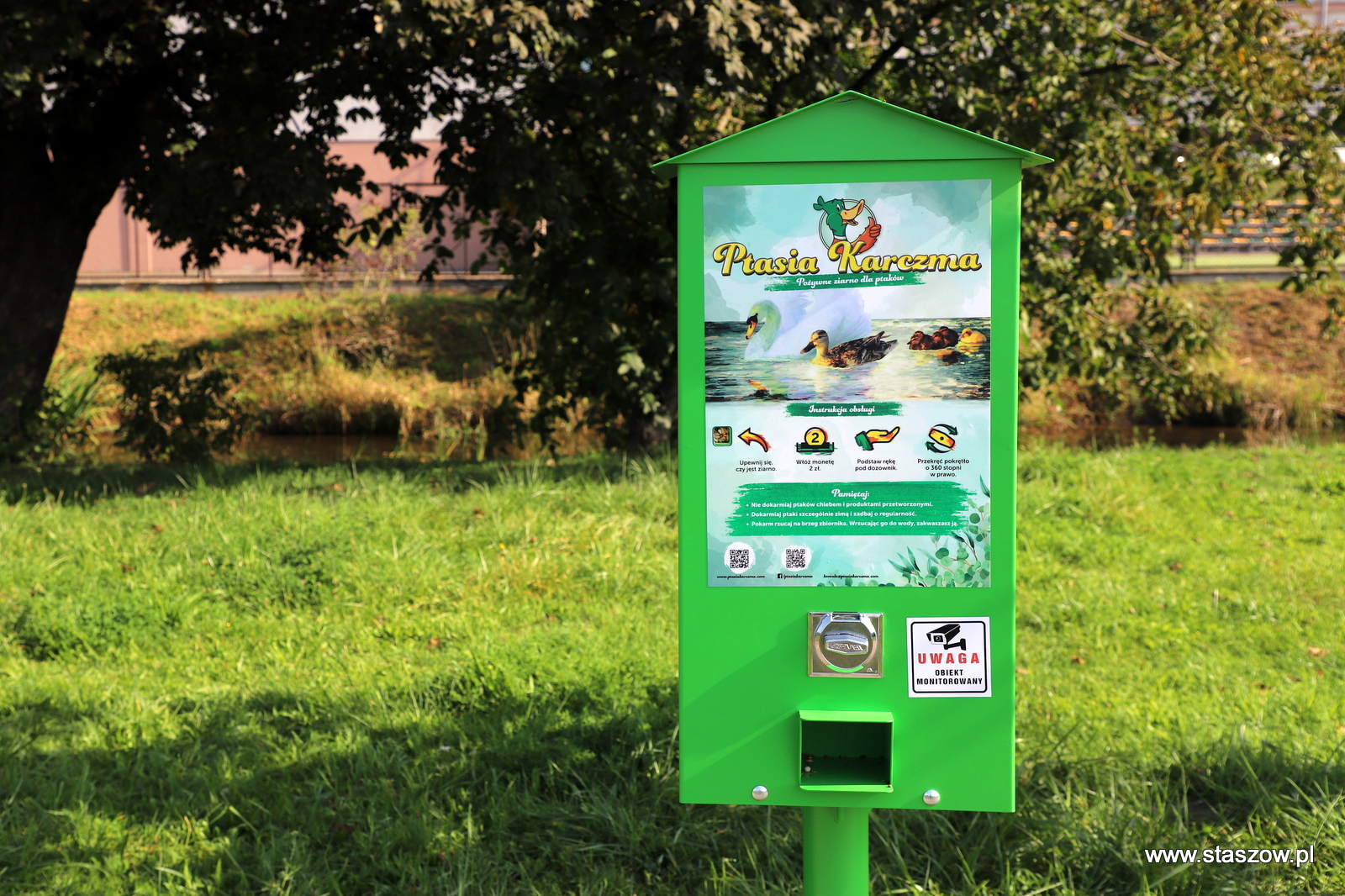 Automat z karmą dla ptaków w parku Rekracyjno – Sportowym Zalew nad Czarną 